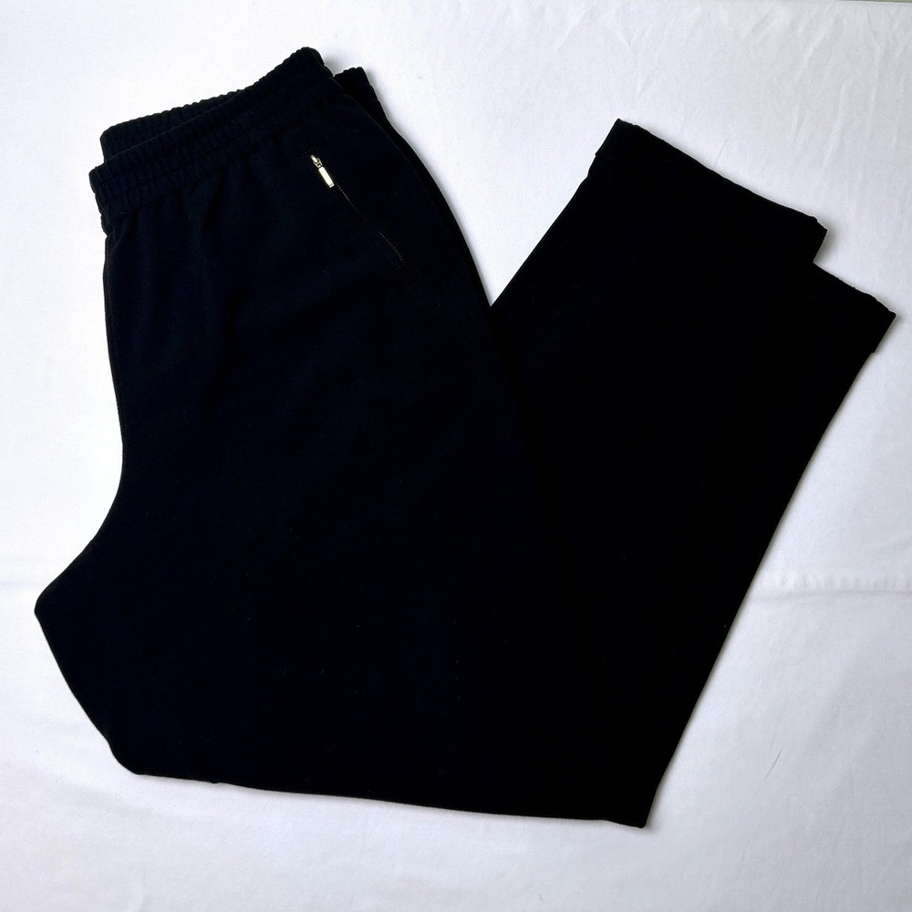 Chico's Womens Elastic Waist Zip Pocket Straight Leg Trousers Size 2/12 Black